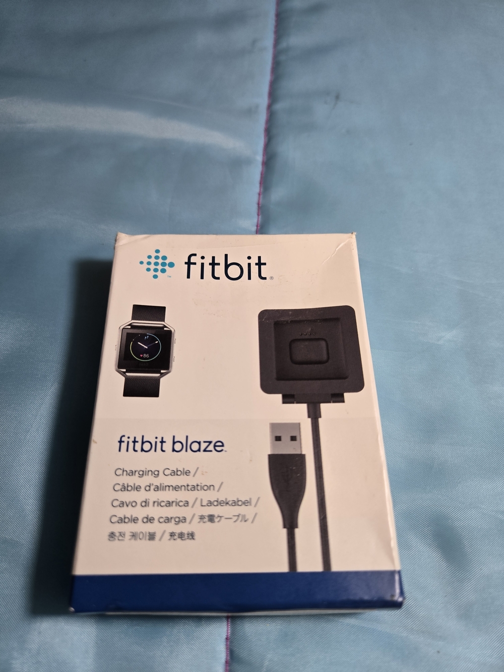 Fitbit Blaze Charging Cable - White Box with Blue Accent
